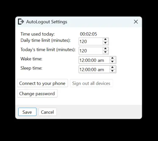 Settings you can control, such as the daily time limit, and bedtime