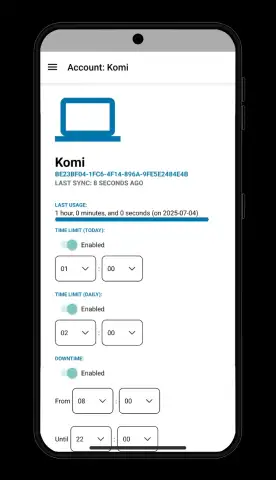 Mobile app which can manage time limits on computers remotely